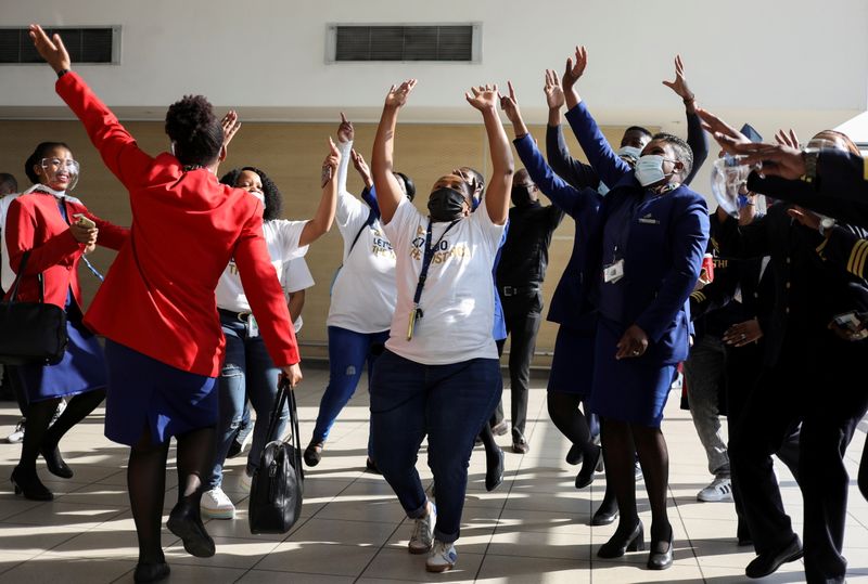 Singing and dancing as South Africa's national airline returns to the skies