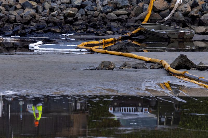 California port where spill occurred had numerous ships waiting to unload