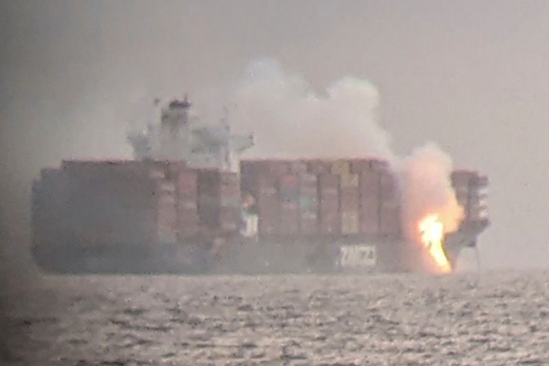 Canadian Coast Guard says monitoring container ship fire