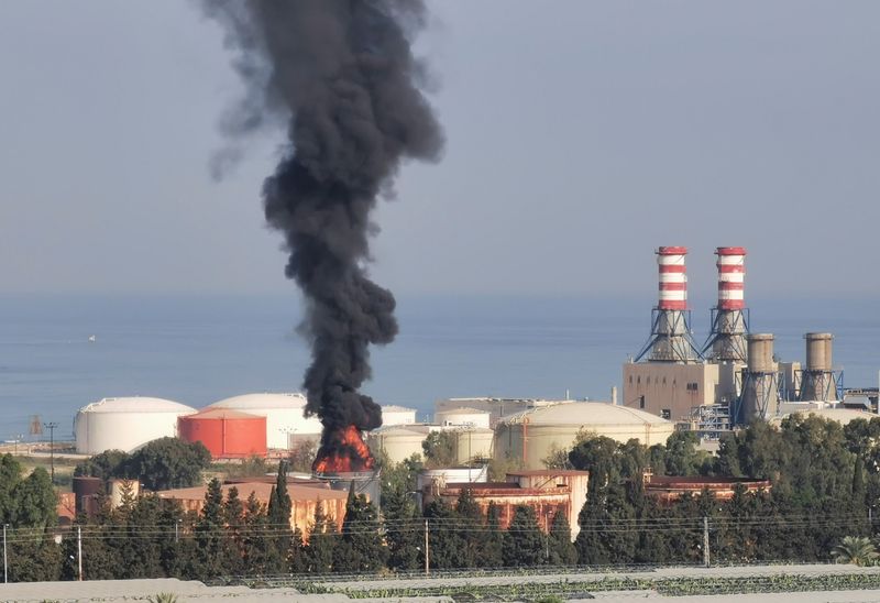 Firefighters battle blaze at southern Lebanon fuel storage tank