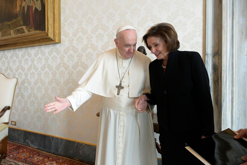 Pope meets Pelosi as abortion debate rages back home
