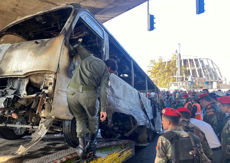 Roadside bomb attack kills 13 Syrian military personnel in Damascus - state TV