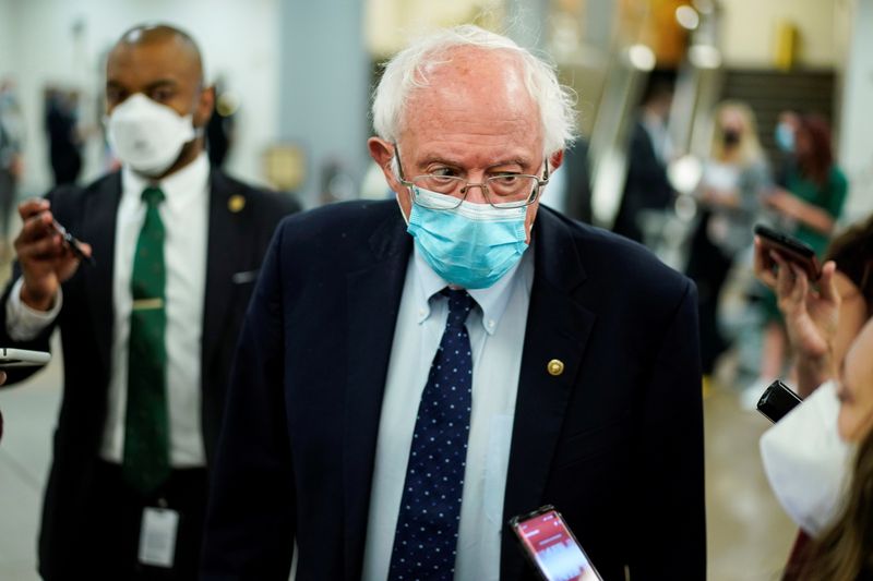 U.S. Senator Sanders says overdue for Senators Manchin, Sinema to say what they want in social policy bill