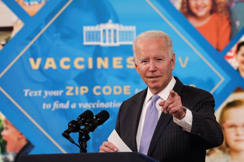 Biden says vaccines for children will be available at about 20,000 locations