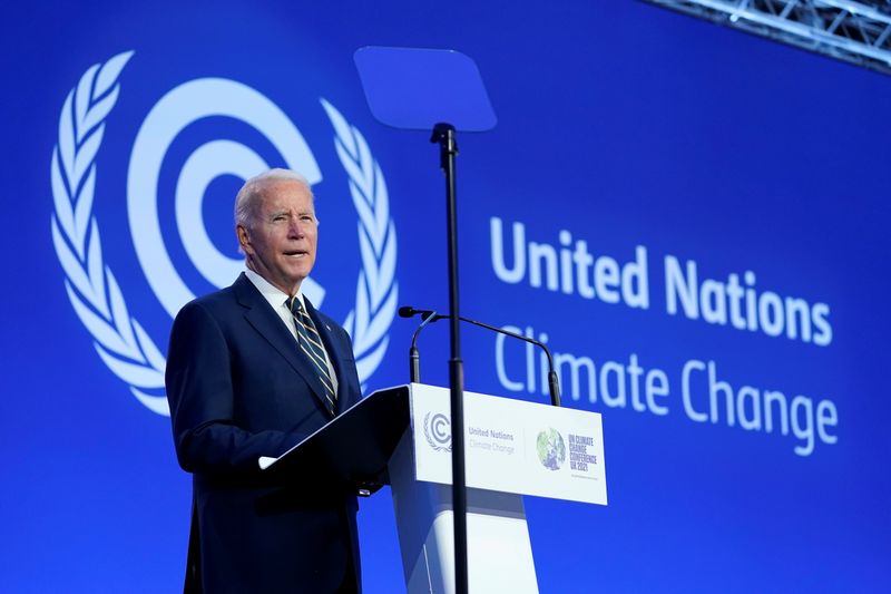 Biden tells leaders U.S. will meet climate goals, while his agenda falters at home