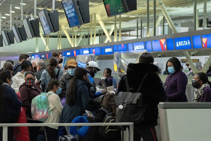 Omicron-induced staff shortages and snow hobble U.S. air travel