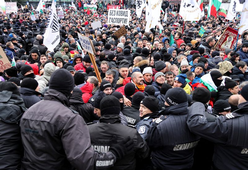 Anti-vaccine protesters try to storm Bulgaria's parliament