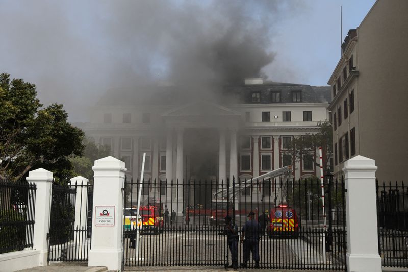 Fire erupts at South African parliament building in Cape Town