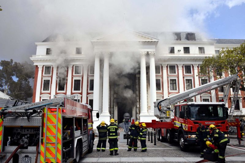 South African police charge man with arson over damaging blaze at parliament