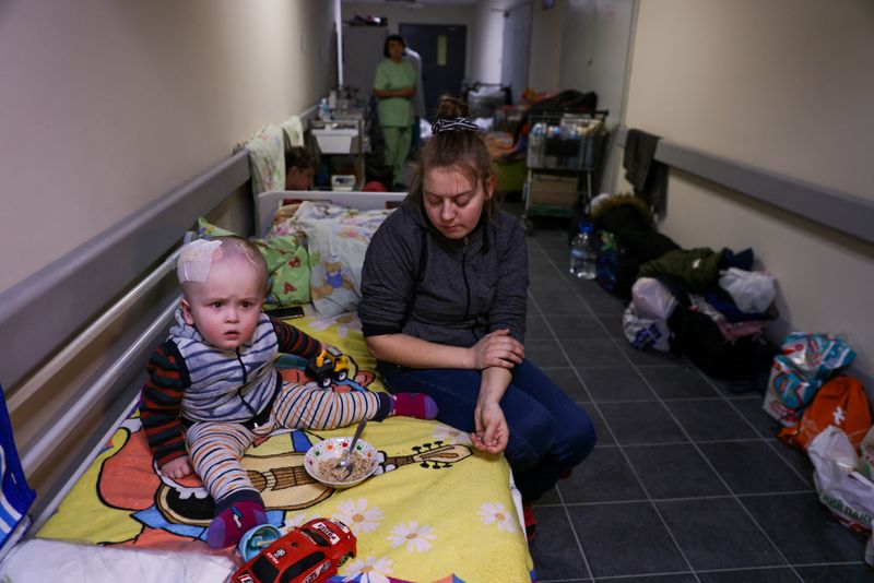 Mothers, babies shelter in basement of children's hospital in Kyiv
