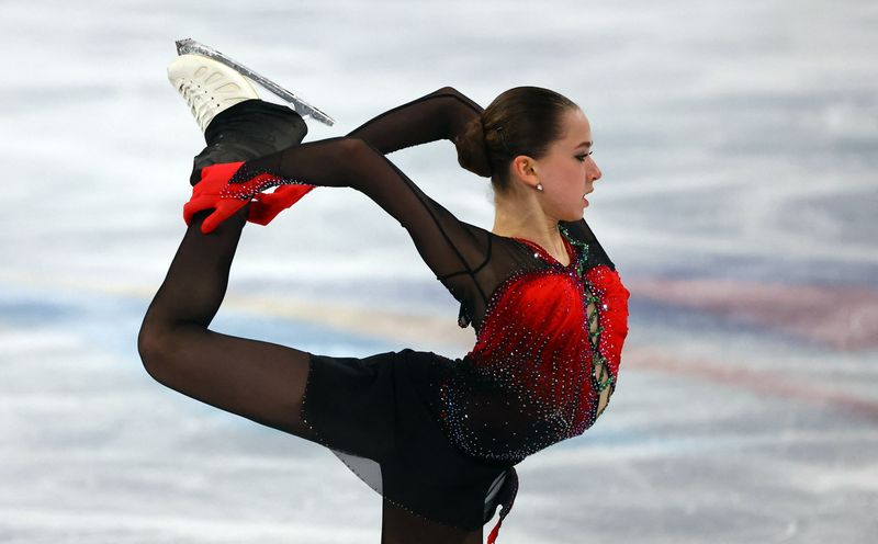 Olympics-Figure skating-Valieva stumbles into fourth place, Russian team mate wins gold