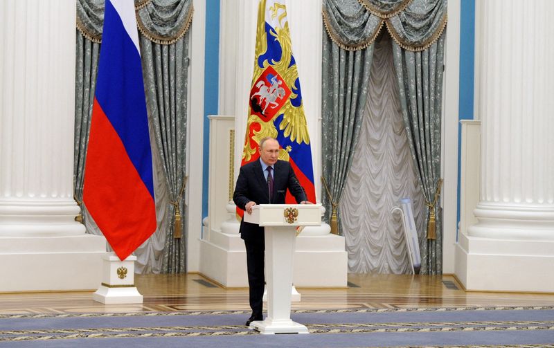 Putin tells Russian business people he had no choice over Ukraine