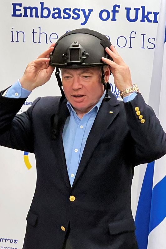 Ukrainian envoy dons helmet withheld by Israel, asks: Can this kill?