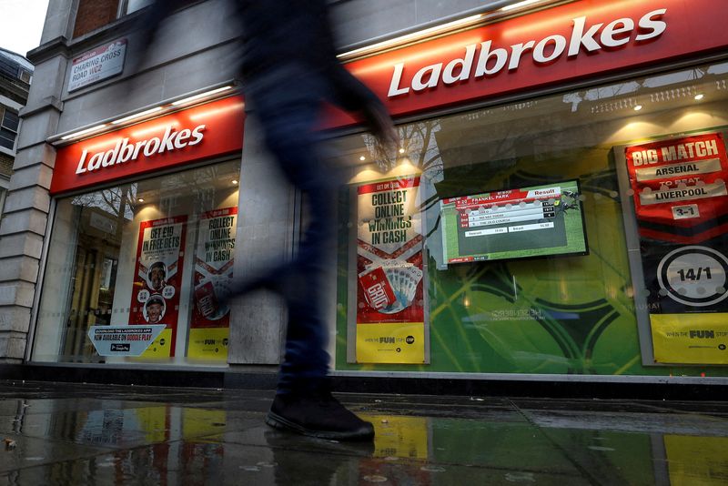 Ladbrokes owner Entain's profit rises on online gambling growth