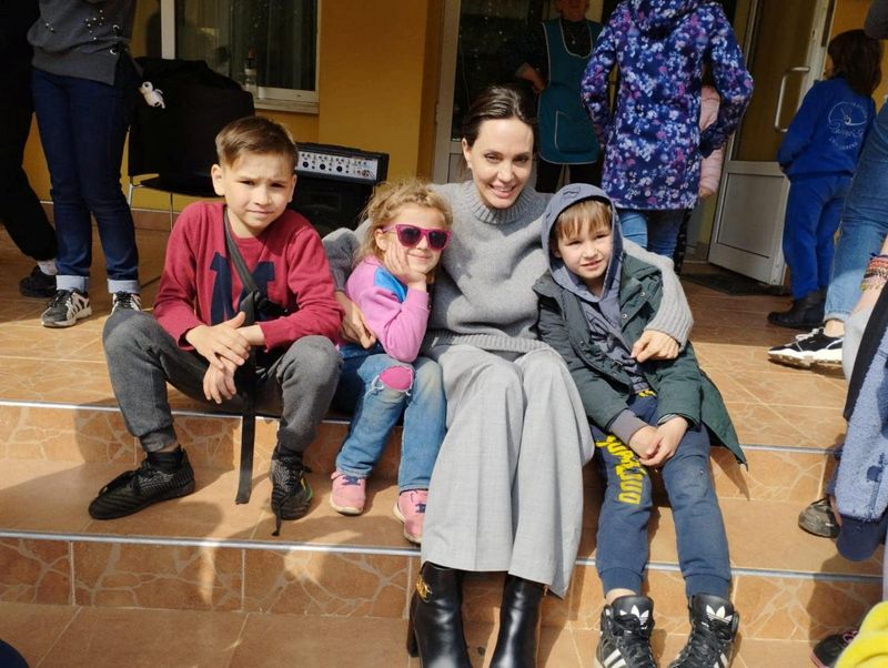 Angelina Jolie visits Lviv in Ukraine, meets people displaced by war
