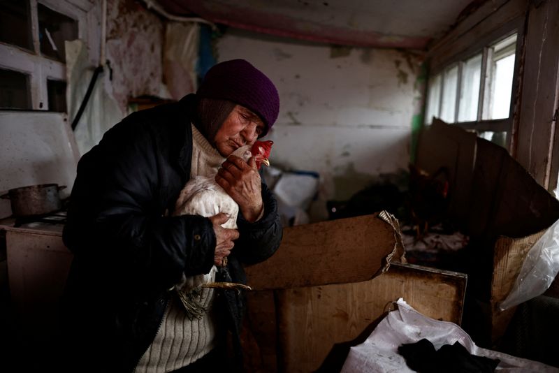 Behind enemy lines, Ukrainian woman survives with her chickens