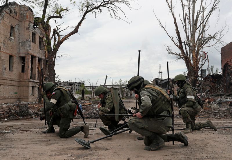 Russian soldiers start clearing mines from Ukraine's Azovstal