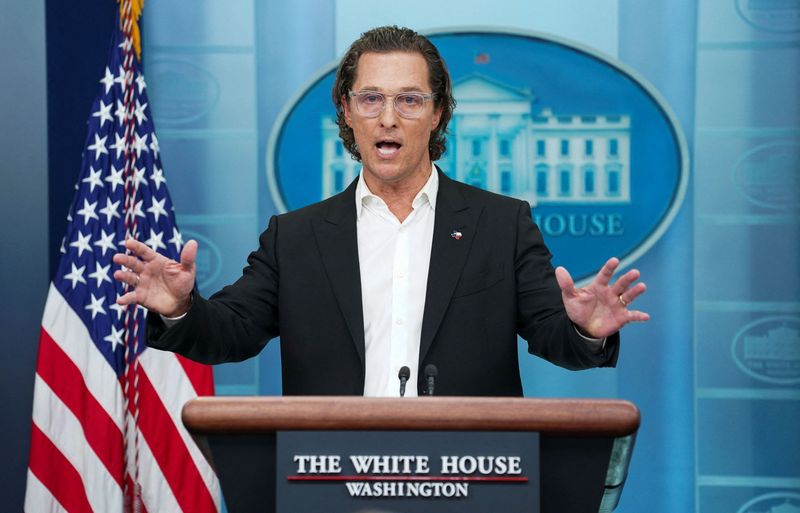Biden meets briefly with actor Matthew McConaughey to discuss guns